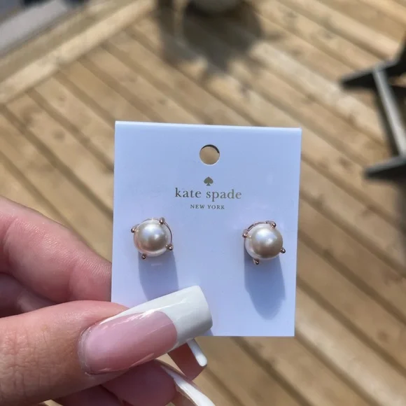 Kate Spade Pearl and Gold Stud Earrings - Picture 3 of 4